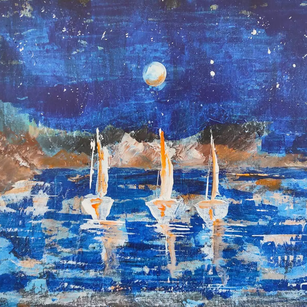 Clair de lune sur la mer (acrylique)