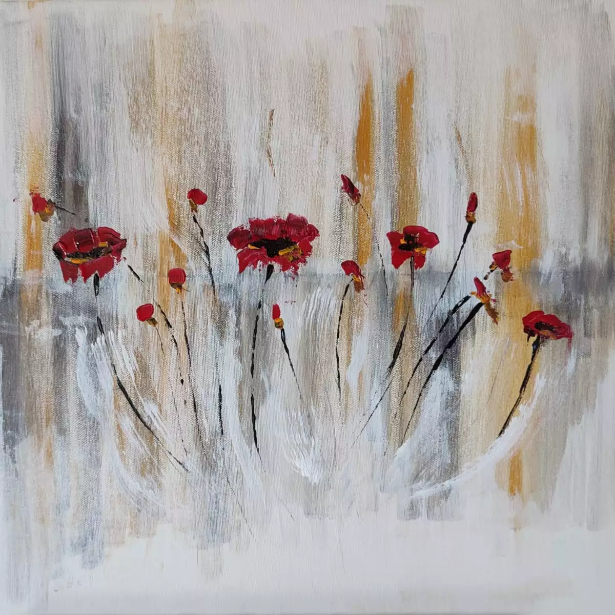 Fleurs rouges  (acrylique)